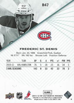 2011-12 SP Authentic - Rookie Extended #R47 Frederic St. Denis Back