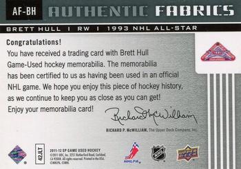 2011-12 SP Game Used - Authentic Fabrics #AF-BH Brett Hull Back