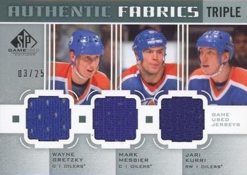 2011-12 SP Game Used - Authentic Fabrics Triples #AF3-OIL Wayne Gretzky / Mark Messier / Jari Kurri Front