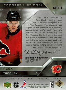 2006-07 Upper Deck The Cup - Signature Patches #SP-AT Alex Tanguay Back