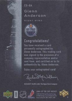 2006-07 Upper Deck The Cup - Stanley Cup Signatures #CS-GA Glenn Anderson Back