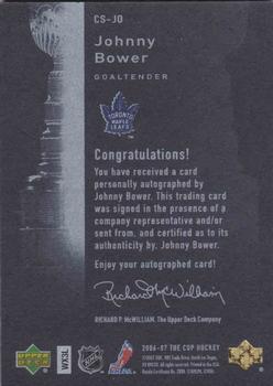 2006-07 Upper Deck The Cup - Stanley Cup Signatures #CS-JO Johnny Bower Back
