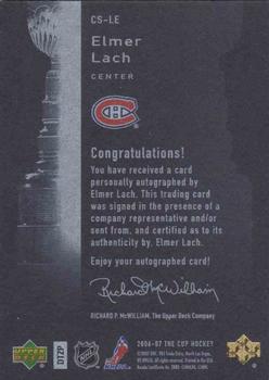 2006-07 Upper Deck The Cup - Stanley Cup Signatures #CS-LE Elmer Lach Back