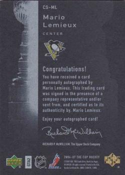 2006-07 Upper Deck The Cup - Stanley Cup Signatures #CS-ML Mario Lemieux Back