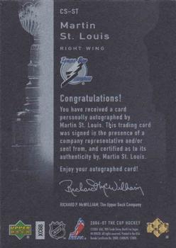 2006-07 Upper Deck The Cup - Stanley Cup Signatures #CS-ST Martin St. Louis Back