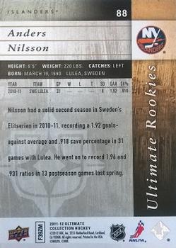 2011-12 Upper Deck Ultimate Collection #88 Anders Nilsson Back