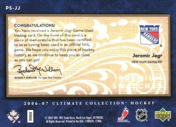 2006-07 Upper Deck Ultimate Collection - Premium Swatches Patches #PS-JJ Jaromir Jagr Back