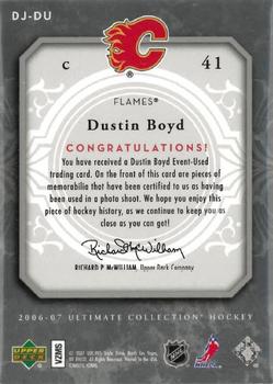 2006-07 Upper Deck Ultimate Collection - Ultimate Debut Threads Jerseys #DJ-DU Dustin Boyd Back