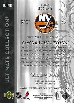2006-07 Upper Deck Ultimate Collection - Jerseys #UJ-MB Mike Bossy Back