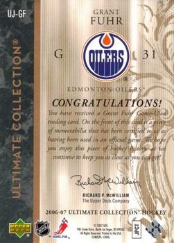 2006-07 Upper Deck Ultimate Collection - Patches #UJ-GF Grant Fuhr Back