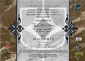 2006-07 Upper Deck Ultimate Collection - Signatures #US-AM Al MacInnis Back