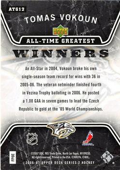 2006-07 Upper Deck - All-Time Greatest #ATG12 Tomas Vokoun Back