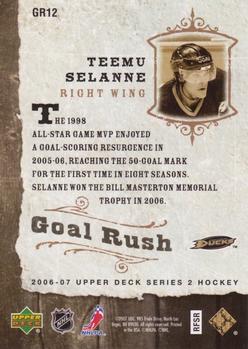 2006-07 Upper Deck - Goal Rush #GR12 Teemu Selanne Back