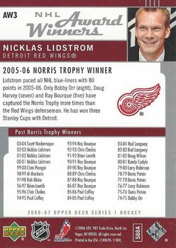 2006-07 Upper Deck - NHL Award Winners #AW3 Nicklas Lidstrom Back