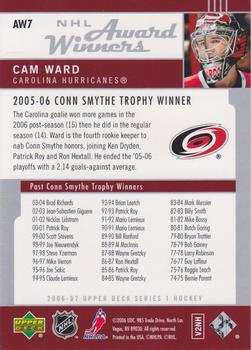 2006-07 Upper Deck - NHL Award Winners #AW7 Cam Ward Back