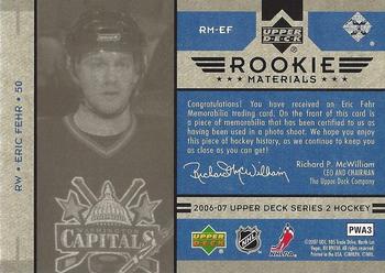 2006-07 Upper Deck - Rookie Materials #RM-EF Eric Fehr Back