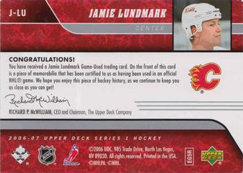 2006-07 Upper Deck - Game Jerseys #J-LU Jamie Lundmark Back