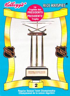 1992 Kellogg's NHL Trophies #2 Presidents' Trophy Front