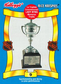 1992 Kellogg's NHL Trophies #9 Lady Byng Memorial Trophy Front