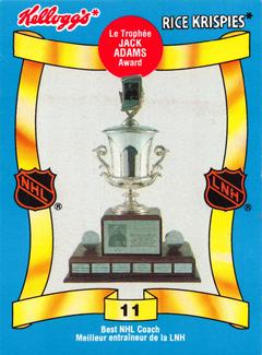 1992 Kellogg's NHL Trophies #11 Jack Adams Award Front