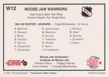 1991-92 7th Inning Sketch WHL - Teams #W12 Moose Jaw Warriors Back