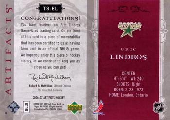 2006-07 Upper Deck Artifacts - Treasured Patches Red #TS-EL Eric Lindros Back