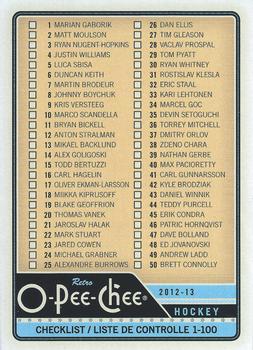 2012-13 O-Pee-Chee #496 Checklist: 1-100 Front