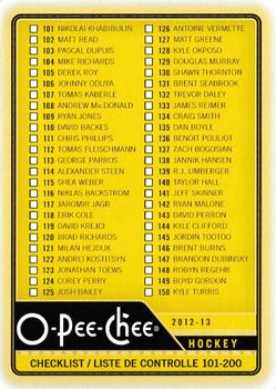 2012-13 O-Pee-Chee #497 Checklist: 101-200 Front