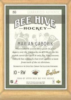 2006-07 Upper Deck Beehive - 5x7 Photo Cards #193 Marian Gaborik Back