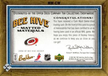 2006-07 Upper Deck Beehive - Matted Materials #MM-CW Cam Ward Back