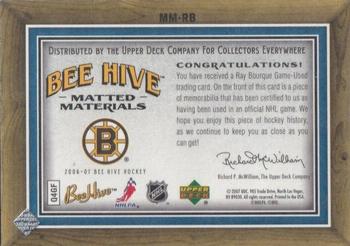 2006-07 Upper Deck Beehive - Matted Materials #MM-RB Ray Bourque Back