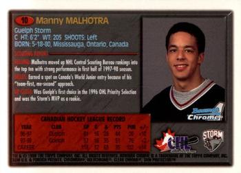 1998 Bowman Chrome CHL #10 Manny Malhotra Back