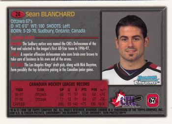 1998 Bowman Chrome CHL #24 Sean Blanchard Back