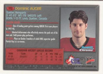1998 Bowman Chrome CHL #112 Dominic Auger Back