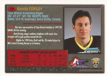 1998 Bowman Chrome CHL #114 Randy Copley Back