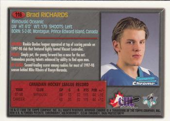 1998 Bowman Chrome CHL #116 Brad Richards Back