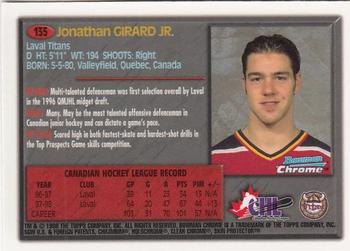 1998 Bowman Chrome CHL #135 Jonathan Girard Back