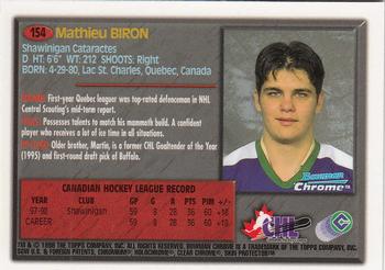 1998 Bowman Chrome CHL #154 Mathieu Biron Back