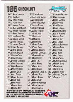 1998 Bowman Chrome CHL #165 Checklist Back
