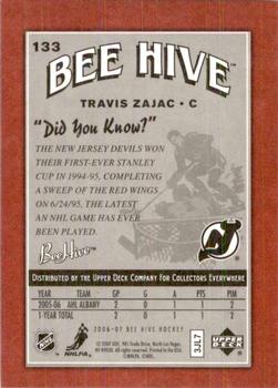 2006-07 Upper Deck Beehive - Red Facsimile Signatures #133 Travis Zajac Back