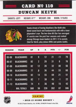 2012-13 Score #118 Duncan Keith Back