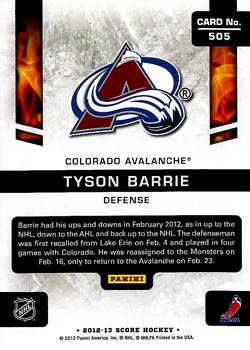 2012-13 Score #505 Tyson Barrie Back
