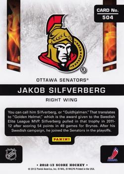 2012-13 Score #504 Jakob Silfverberg Back
