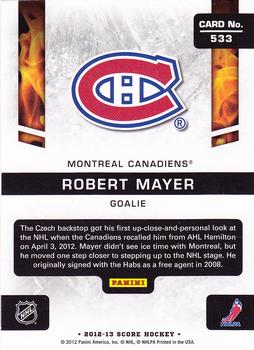 2012-13 Score #533 Robert Mayer Back