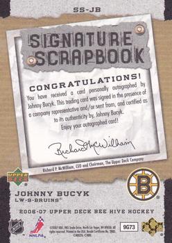 2006-07 Upper Deck Beehive - Signature Scrapbook #SS-JB Johnny Bucyk Back