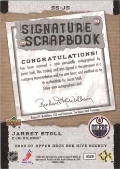 2006-07 Upper Deck Beehive - Signature Scrapbook #SS-JS Jarret Stoll Back