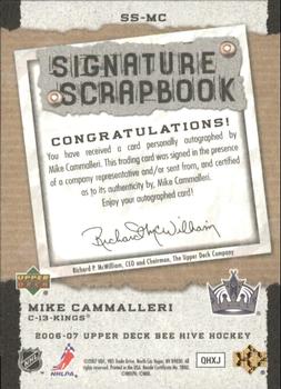 2006-07 Upper Deck Beehive - Signature Scrapbook #SS-MC Mike Cammalleri Back