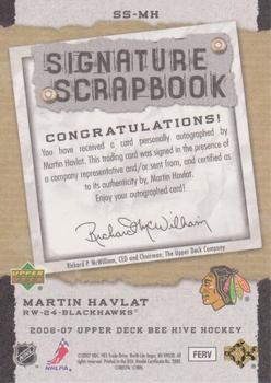 2006-07 Upper Deck Beehive - Signature Scrapbook #SS-MH Martin Havlat Back
