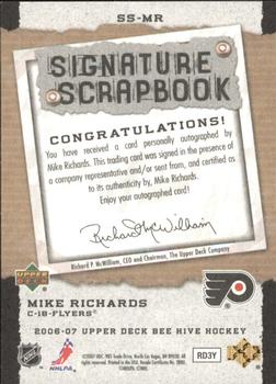 2006-07 Upper Deck Beehive - Signature Scrapbook #SS-MR Mike Richards Back