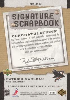 2006-07 Upper Deck Beehive - Signature Scrapbook #SS-PM Patrick Marleau Back